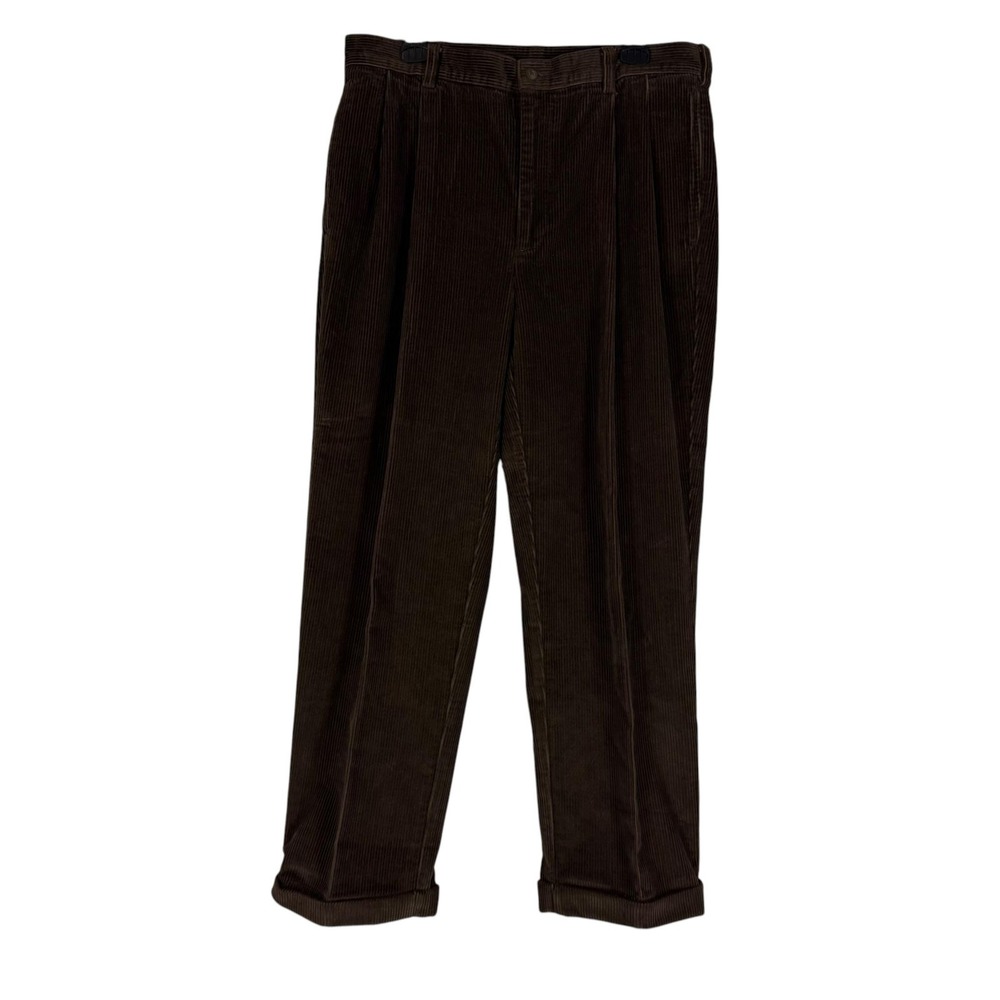 Jos. A. Bank Dress Pants Mens 35x29 Brown Corduroy Pleated Classic Fit Straight